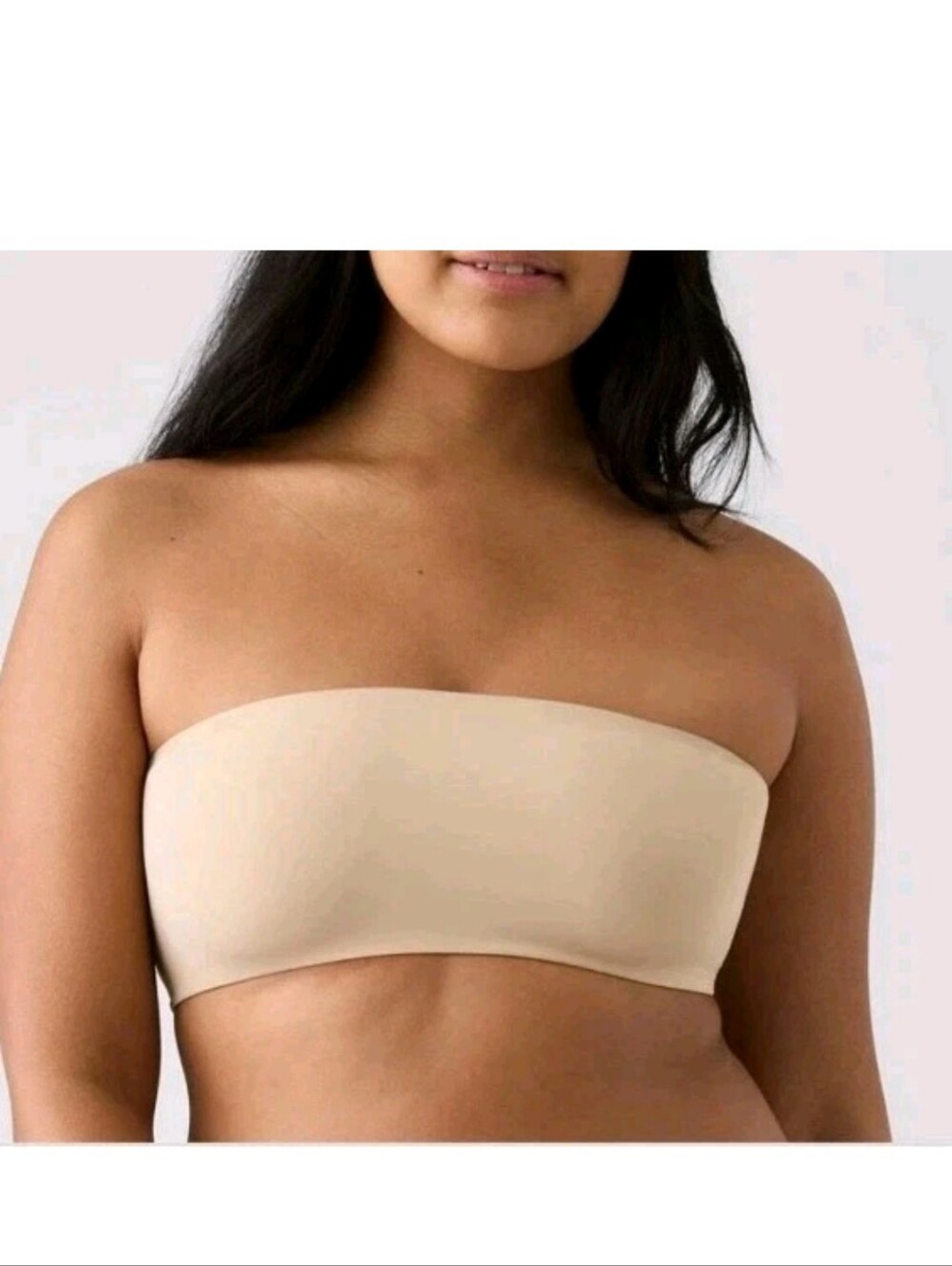 True & Co. Convertible Bandeau Bra size XL Beige Strapless or Multiway Cozy Soft